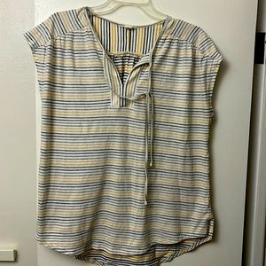 Striped t-shirt with tie neck.